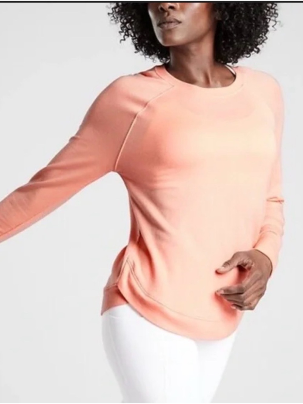 Athleta Mindset Active Casual Relaxed Beach Peach Crewneck Pullover Top